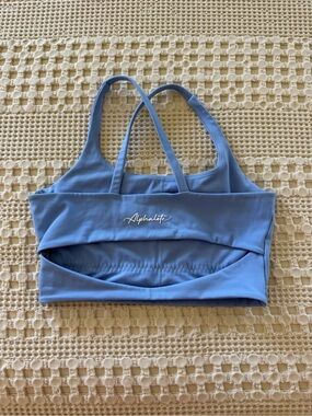 Alphalete Sky Blue open back Sports Bra